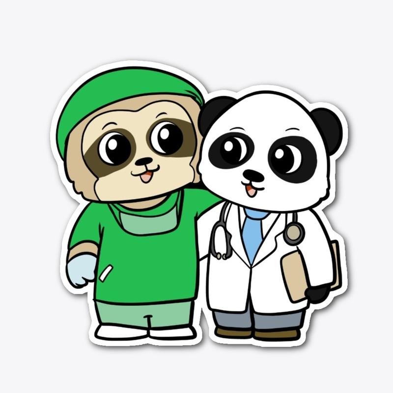 Doctor and Surgeon Cartoon Sloth & Panda