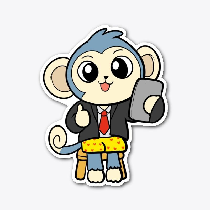 Liberty at Work from Home Cartoon Monkey