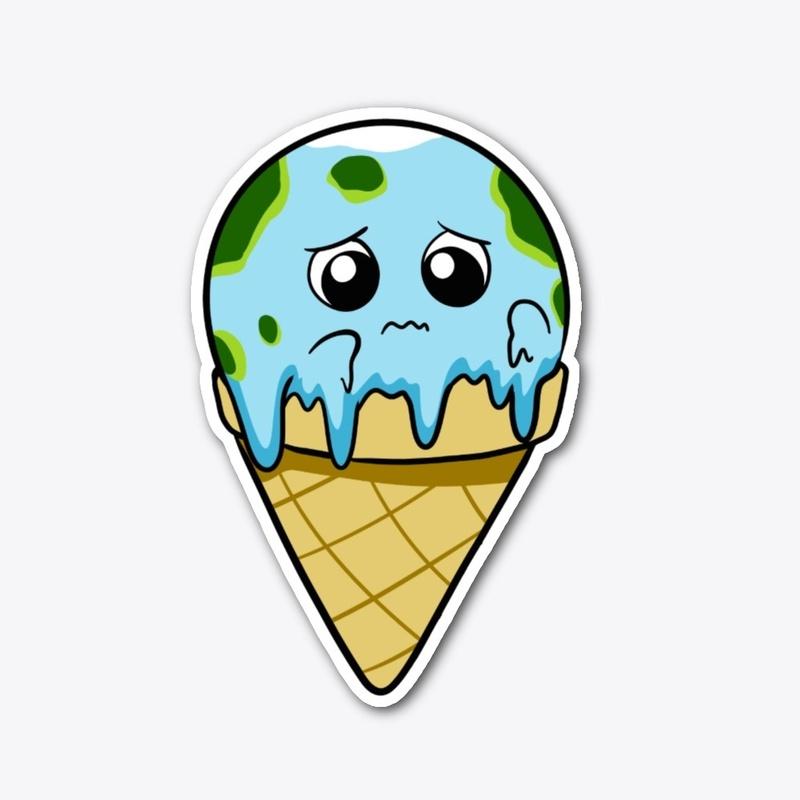 Global Meltdown Cartoon Earth Ice Cream